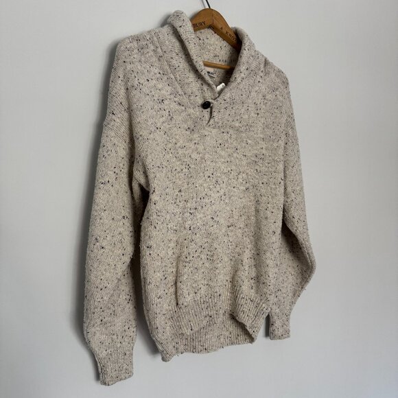 Vtg 90s Northern Reflections cream speckled button collar wool grandpa sweater - Picture 5 of 9